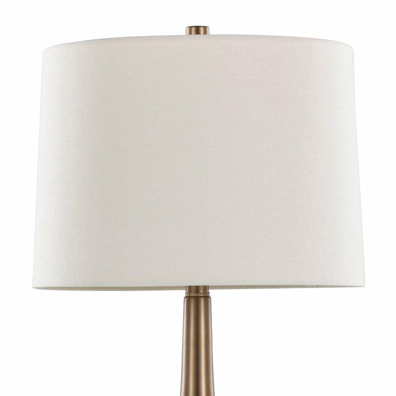 Matte Golden Bronze 29.5" Metal Table Lamp Set with White Linen Shade