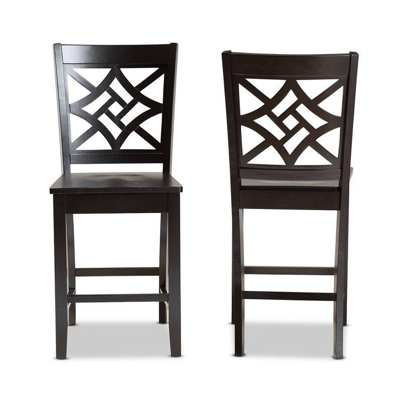 Nicolette Dark Brown Wood Contemporary Counter Stool Set