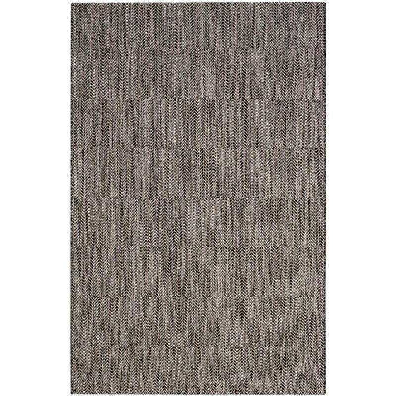Courtyard CY8022 Power Loomed Indoor and Outdoor Area Rug - Black/Beige - 4'x5'7" - Safavieh