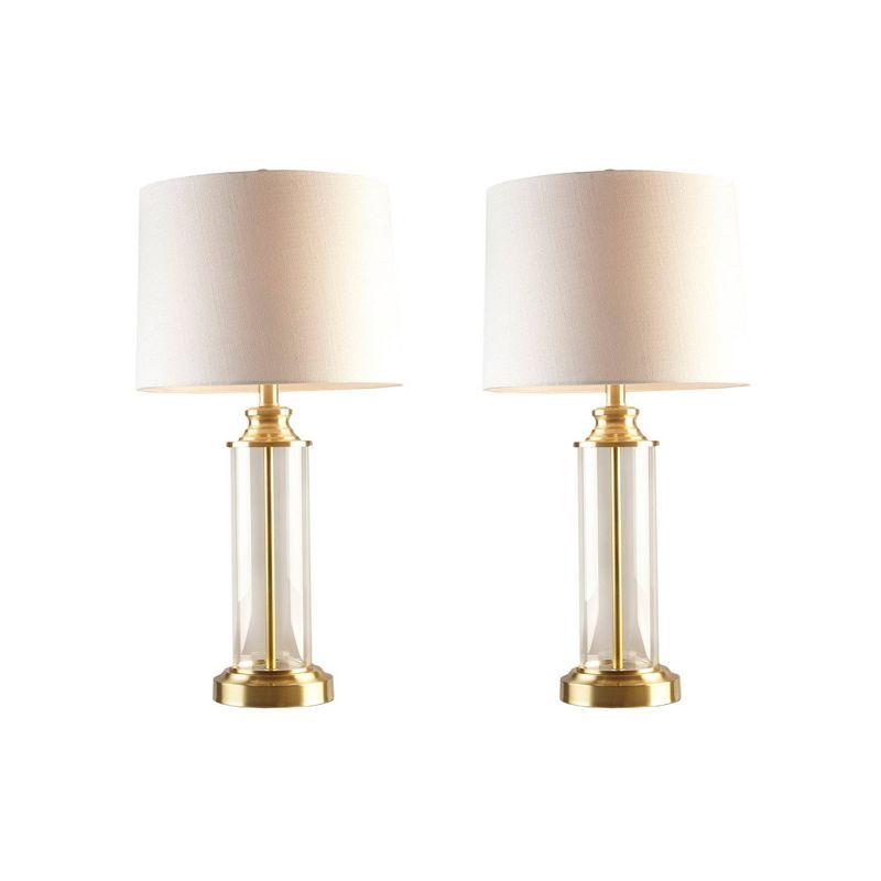 510 Design Set of 2 Clarity Glass Table Lamp (Includes LED Light Bulb) Gold: Cylinder Base, Off White Shade, 72" Cord