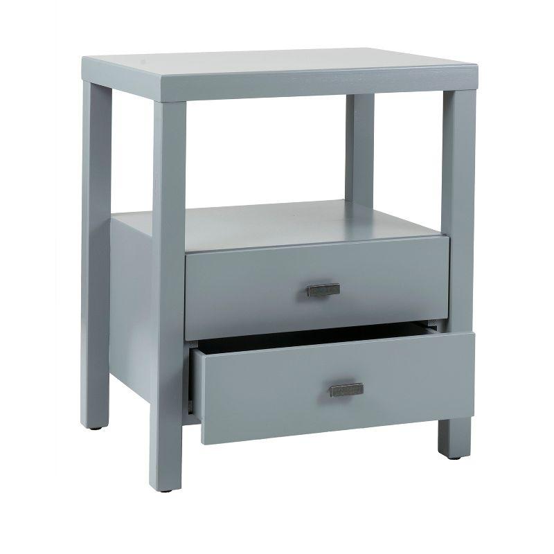 Easton Modern Gray Acacia Wood 2-Drawer Nightstand