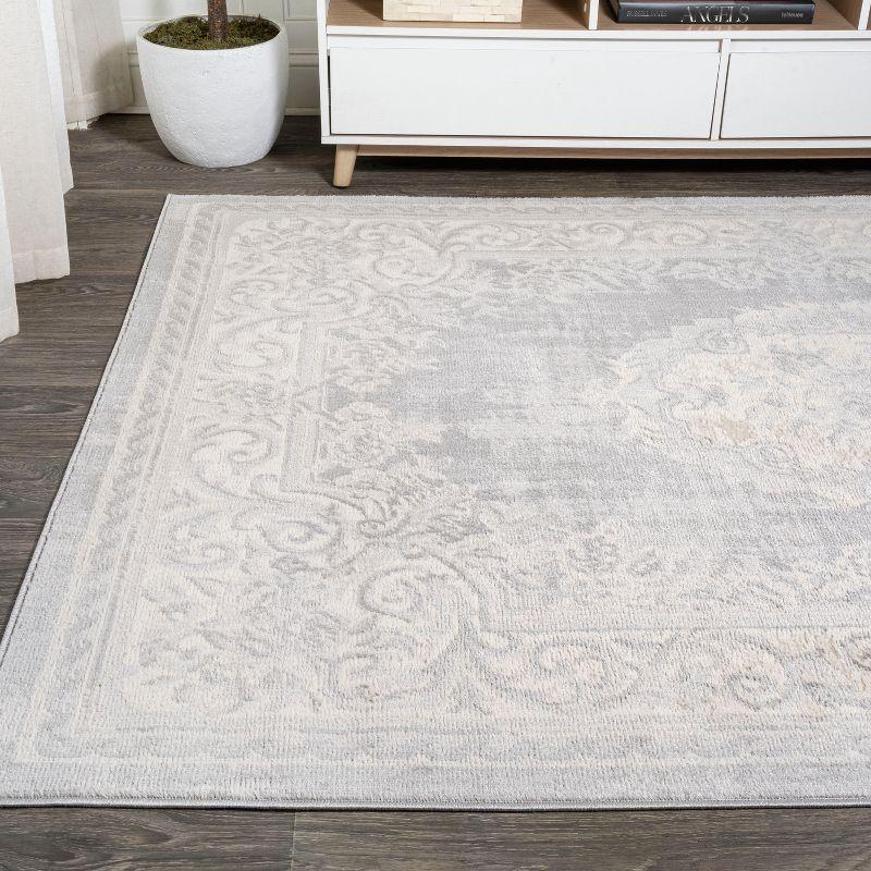 4'x6' Rosalia Cottage Medallion Area Rug, Ivory/Gray - JONATHAN Y