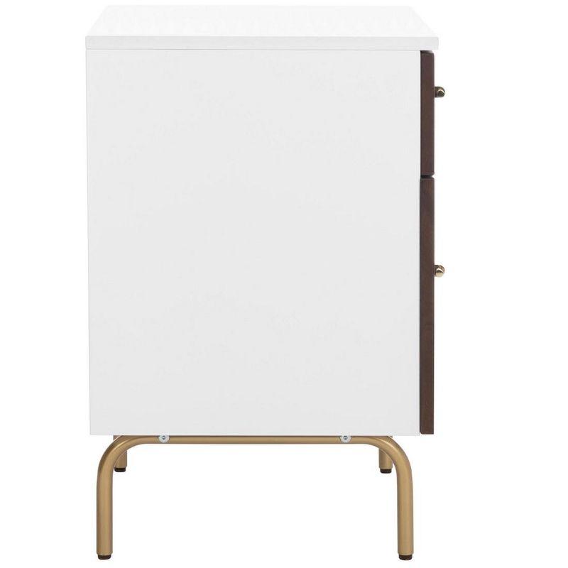 Genevieve 2 Drawer Nightstand - Walnut/White/Gold - Safavieh.
