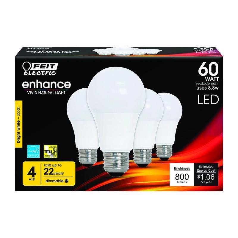 Feit Electric 60W Equivalent Bright White Dimmable LED Bulb 4-Pack