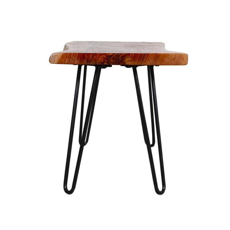 Alaterre Furniture Hairpin Natural Brown Live Edge Wood with Metal Bench