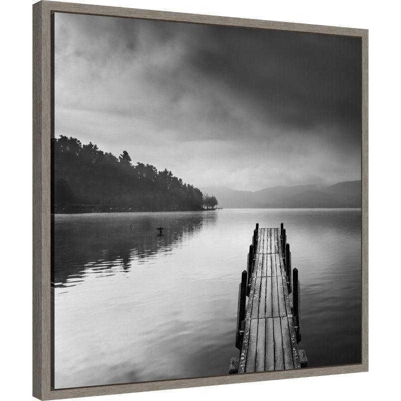 Amanti Art Lake view with Pier II by George Digalakis Canvas Wall Art Print Framed 22-in. x 22-in.