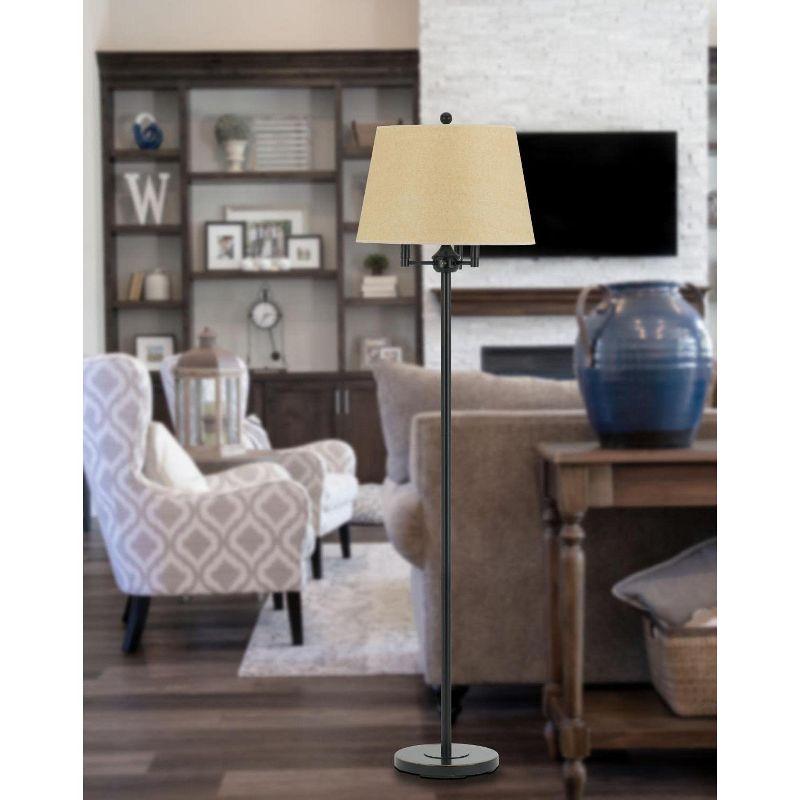 Andros Dark Bronze Adjustable Floor Lamp with Beige Shade