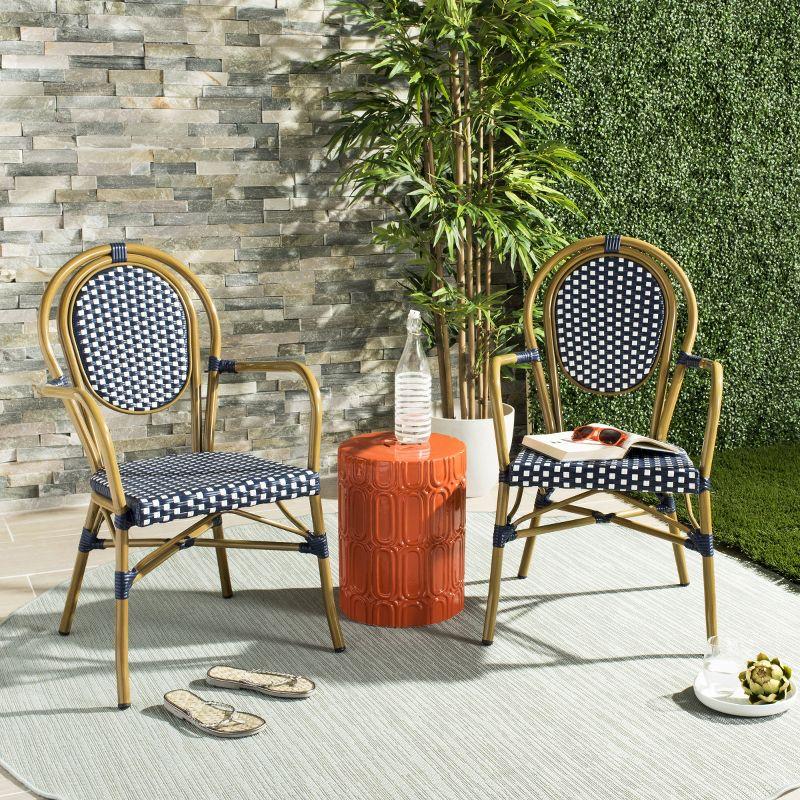 Rosen Arm Chair (Set Of 2) - Indoor/Outdoor - PAT4014 - Blue/White - Safavieh