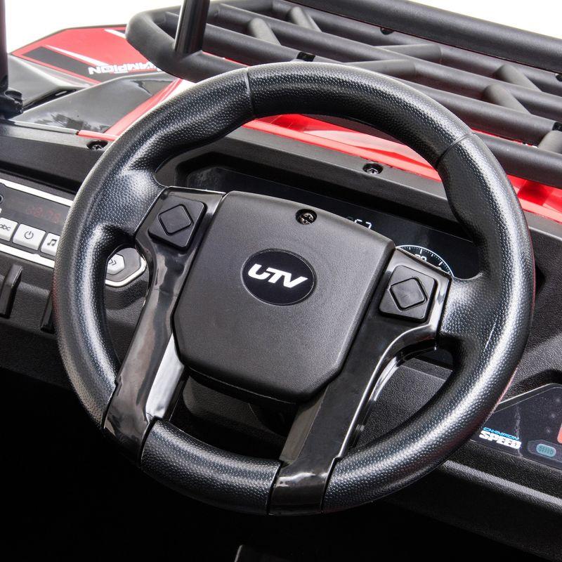 Aosom 12V Kids UTV, Battery Powered Electric Ride on Car with Music, Lights, MP3/USB, Suspension System & Remote Control, Red