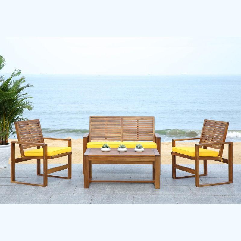 Ozark 4 Piece Set - Indoor/Outdoor - FOX6007 - Natural/Yellow - Safavieh