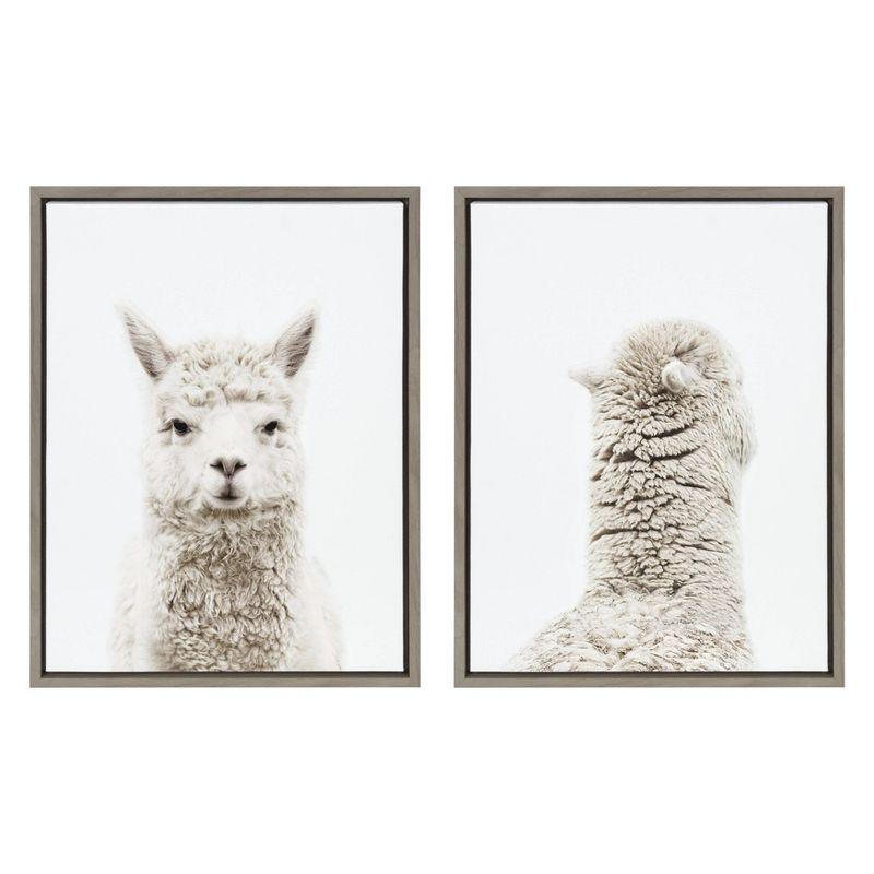 (Set of 2) 18" x 24" Sylvie Alpaca Back Framed Canvas Art by Amy Peterson - Kate & Laurel All Things Decor