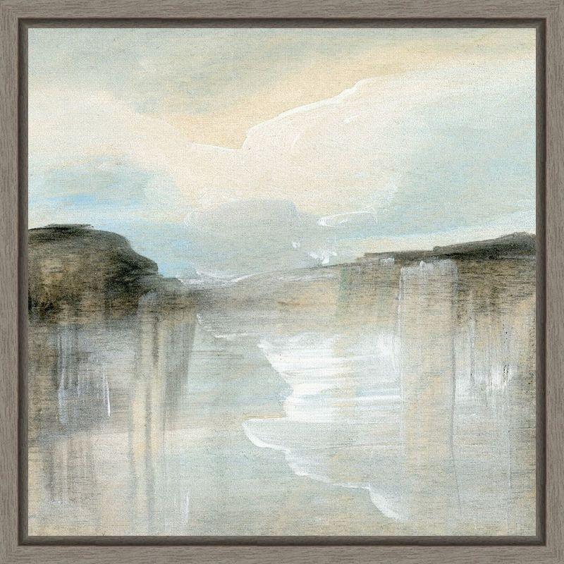 Quiet Beach Abstract Lithograph Canvas Wall Art in Grey Frame, 16 x 16 inches