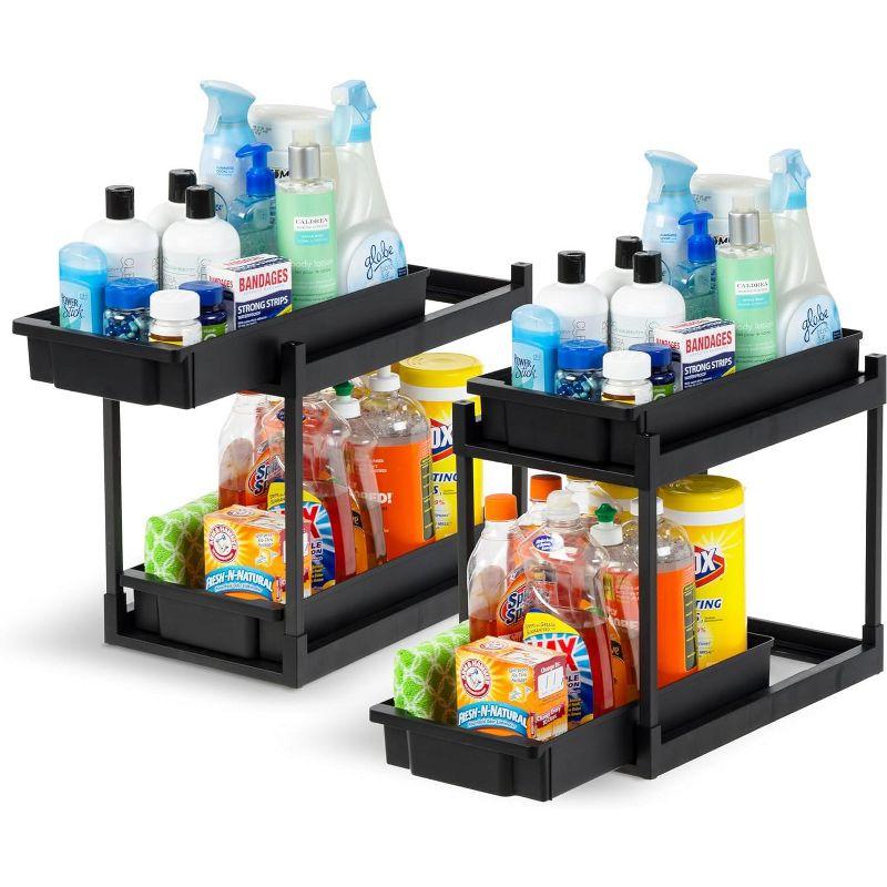 Black 2-Pack 2-Tier Under Sink Organizer with Sliding Drawers