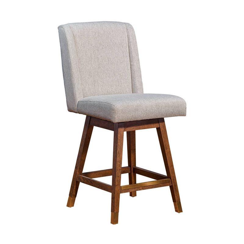 Armen Living Stancoste Wood Finish with Fabric Swivel Counter Height Barstool Brown Oak/Taupe