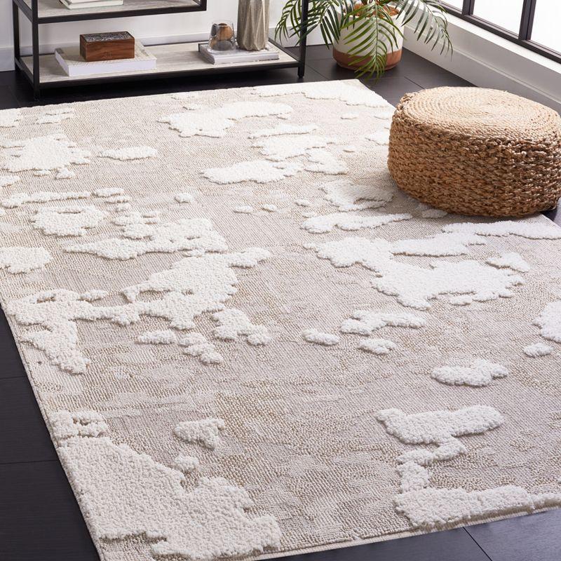 Ivory Geometric 54'' Synthetic Easy-Care Area Rug