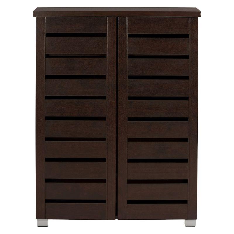 Adalwin Dark Brown 2-Door Wooden Shoe Storage Cabinet