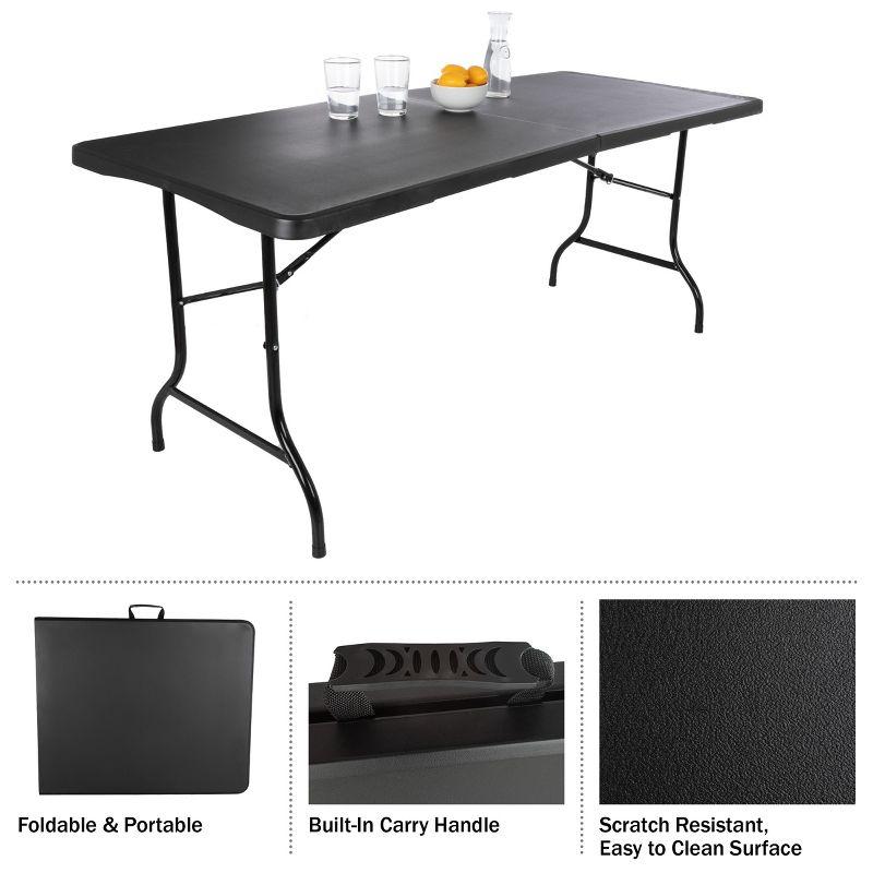 Hasting Home Adjustable Folding Table - Plastic Utility Tabletop