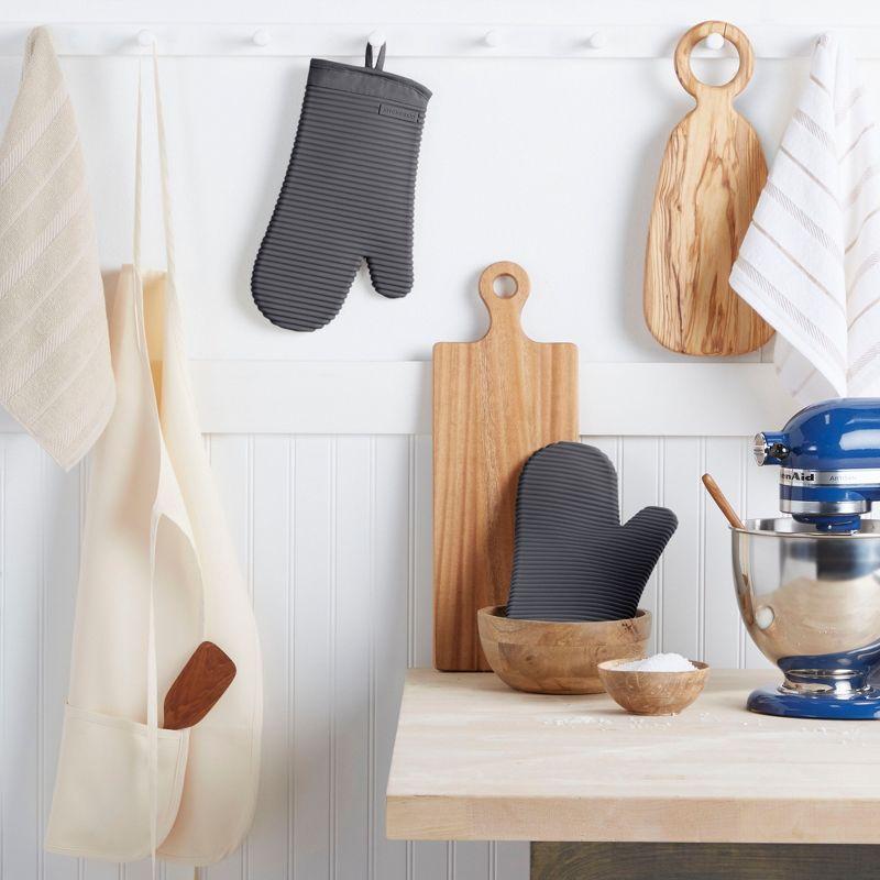 KitchenAid Charcoal Ribbed Soft Silicone Oven Mitts, Set of 2