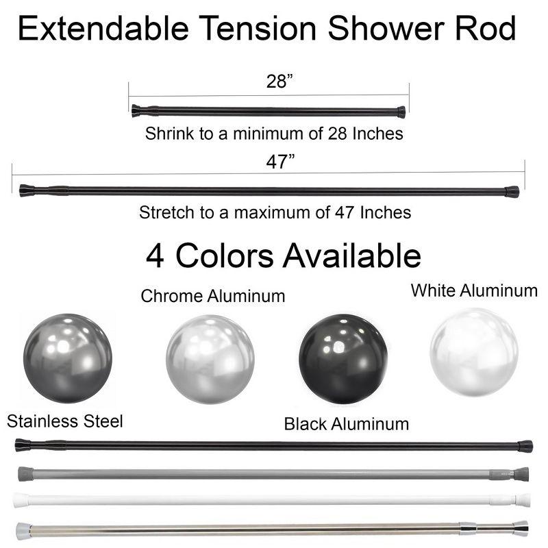 Evideco French Home Goods Extendable Tension Shower Curtain Rod, Available in 4 Colors and 2 Sizes