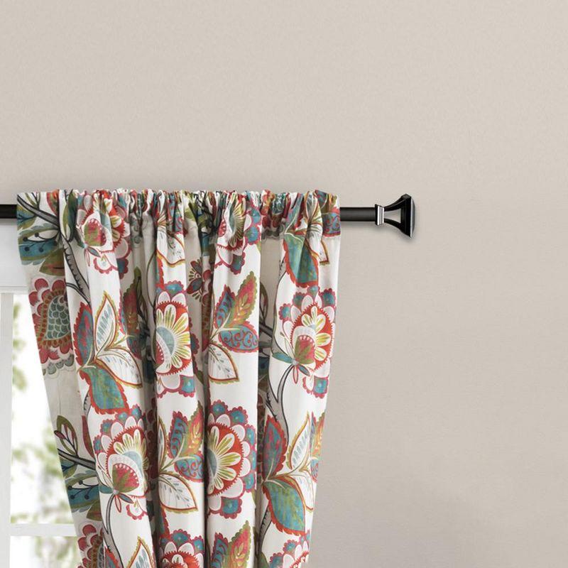 Ellis Curtain Wynette Lined 3" Rod Pocket Curtain Panel Pair with Tiebacks Multicolor