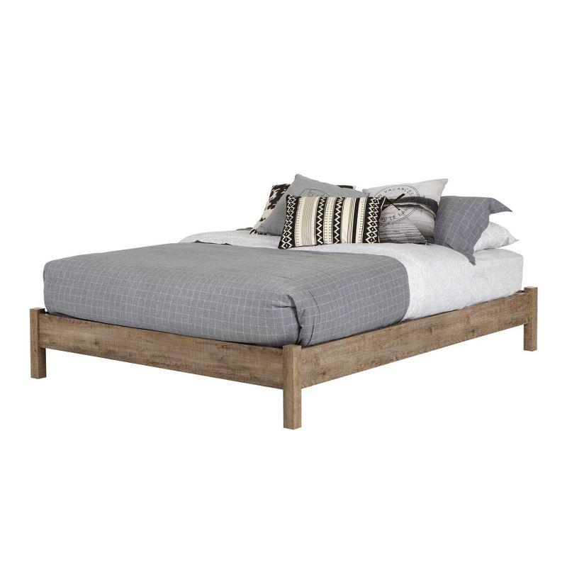 Munich Queen Platform Bed on Legs - Rustic Style Weathered Oak