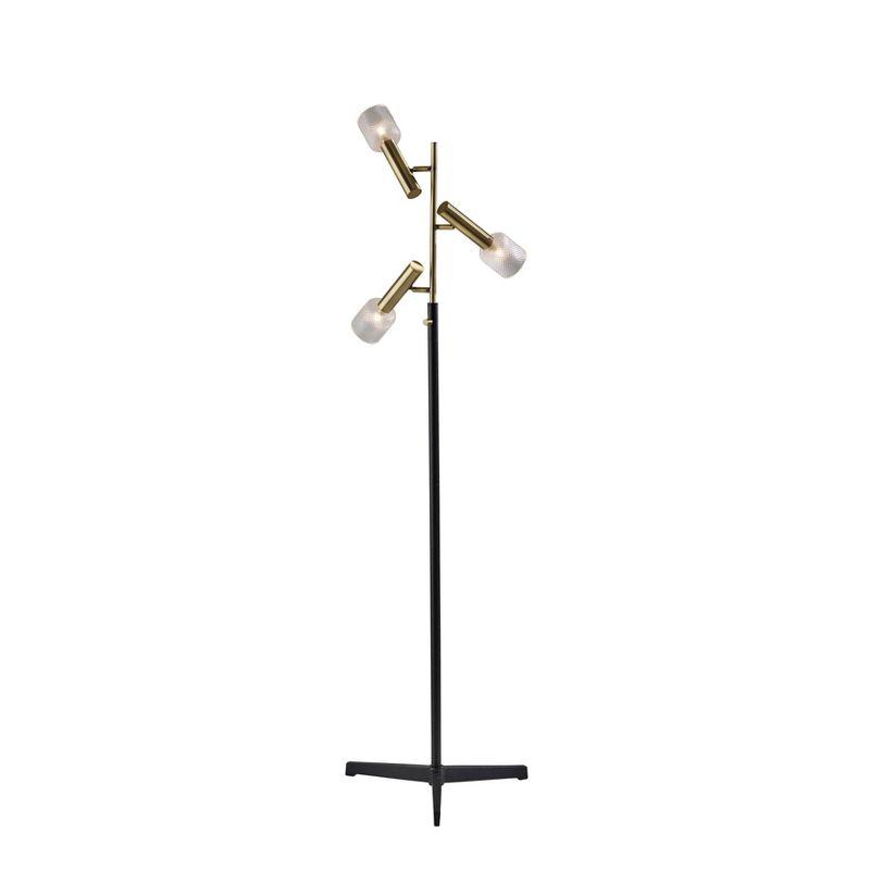 Melvin Antique Brass Floor Lamp (Includes LED Light Bulb) Black - Adesso: Tripod Base, Swivel Glass Shades, Dimmable