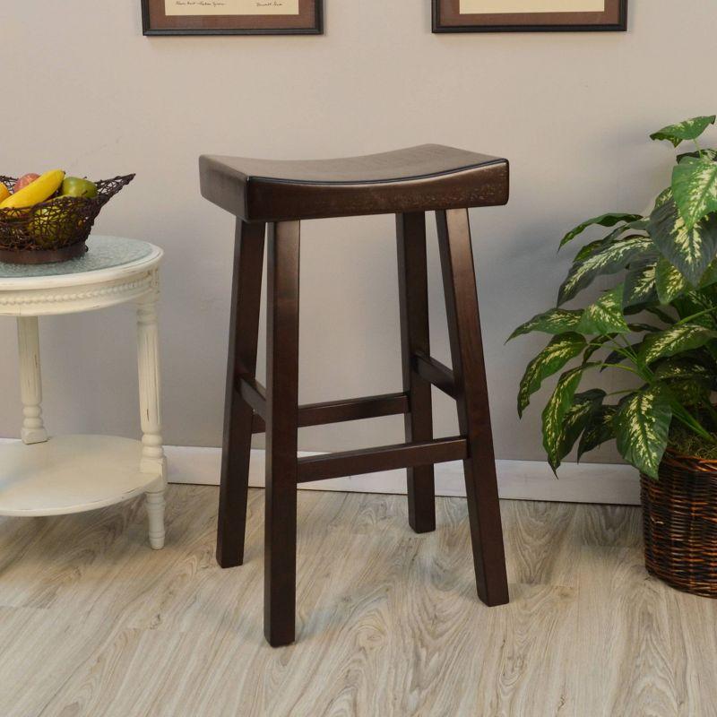 Colburn 33.5'' Espresso Solid Rubberwood Saddle Bar Stool