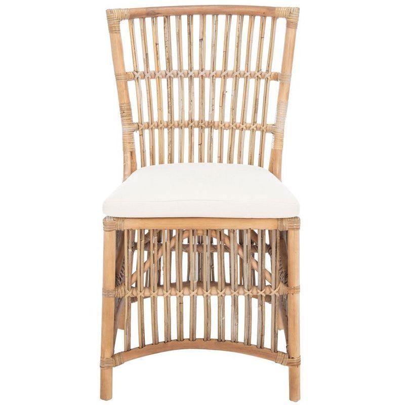 Erika Rattan Accent Chair W/ Cushion - ACH6511 - Set of 2 - White/Natural Unfinished - Safavieh