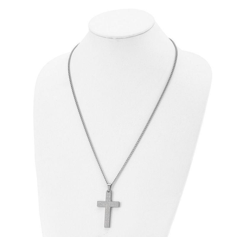 Black Bow Jewelry Men's Stainless Steel Large Lord's Prayer Cross Necklace, 24 Inch