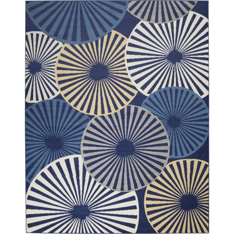 Reversible Hand-Knotted Navy Synthetic 8' x 10' Area Rug