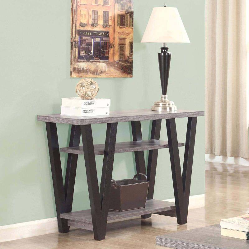 Coaster Stevens Modern V shaped Wood Sofa Table Black/Antique Gray