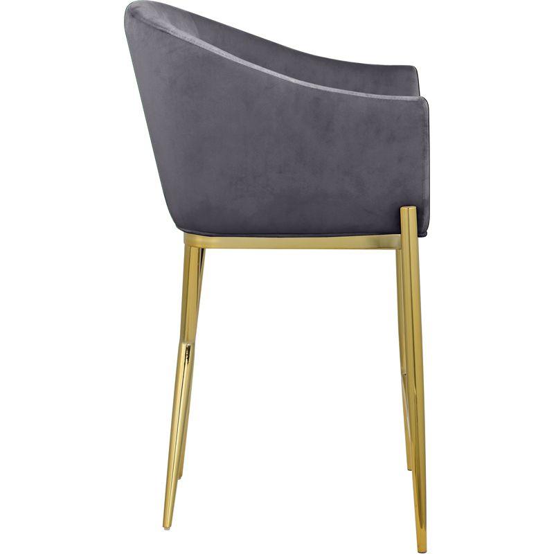 Meridian Furniture Xavier Gray Velvet Counter Stool with Gold Metal Legs