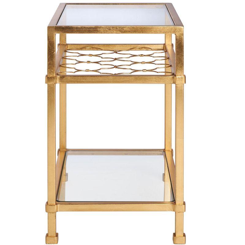 Hanzel Gold Leaf Glass Side Table - AMH8312A - Gold/Glass - Safavieh Couture