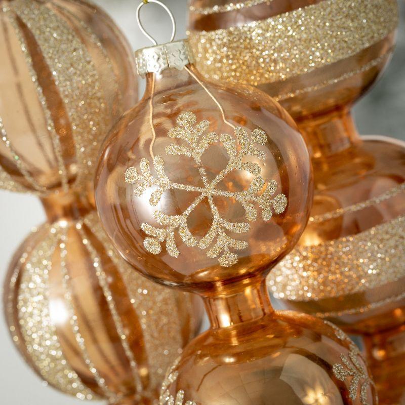 Gold Glass Finial Christmas Ornaments Set of 3