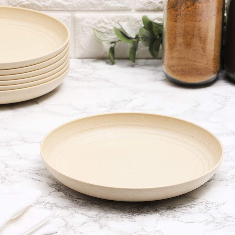 Juvale 6 Pack Unbreakable & Sturdy Wheat Straw Dinner Plates for Kids & Adults, Beige, 9 in