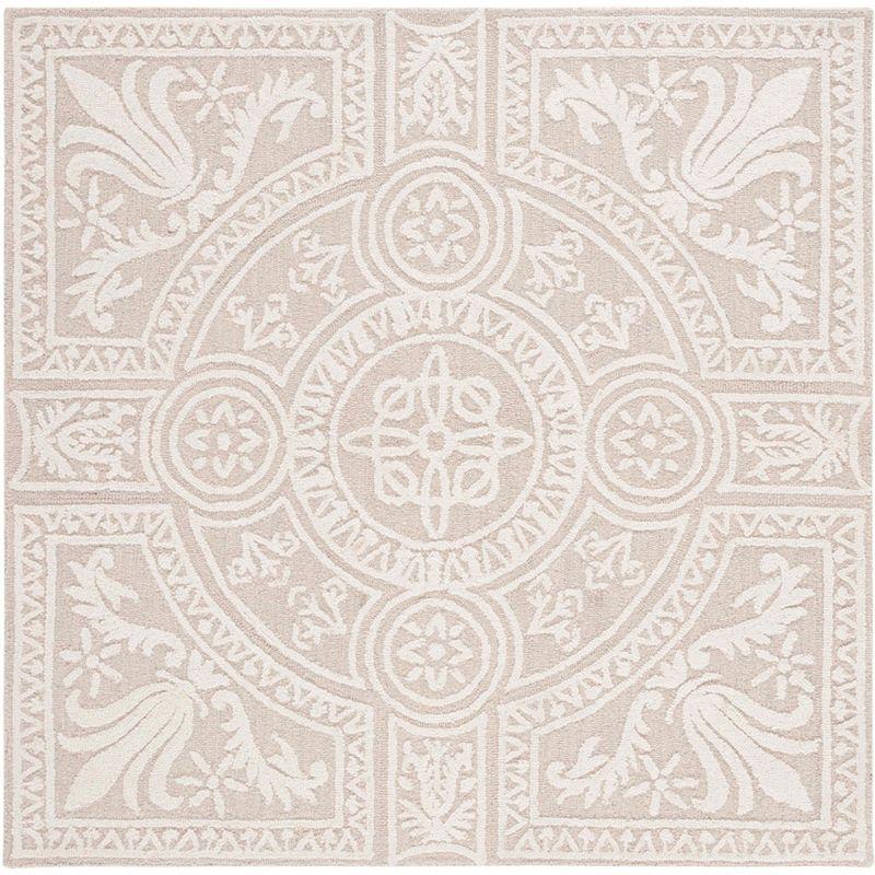 Blossom BLM109 Hand Tufted Indoor Area Rug - Light Grey/Ivory - 6'x6' - Safavieh
