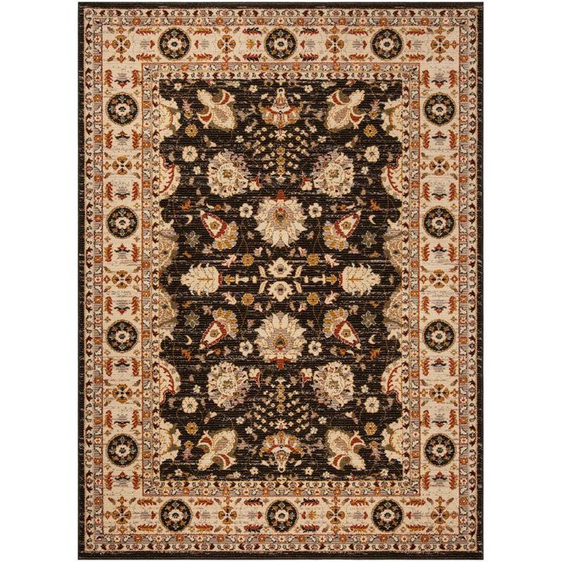 Hand-Knotted Easy Care Brown/Creme Synthetic Rectangular Rug