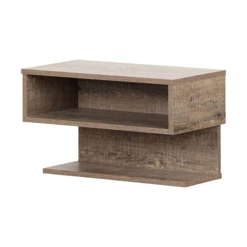 Weathered Oak Modern Floating Nightstand with Open Shelves