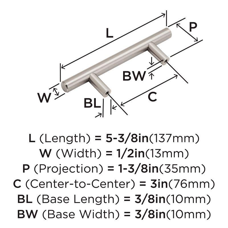 Bar Pulls 3 inch (76mm) Center-to-Center Cabinet Pull - 10 Pack