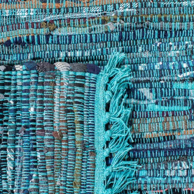 Rag Rug RAR121 Hand Woven Indoor Accent Rug - 3'x3' - Blue/Multi - Safavieh