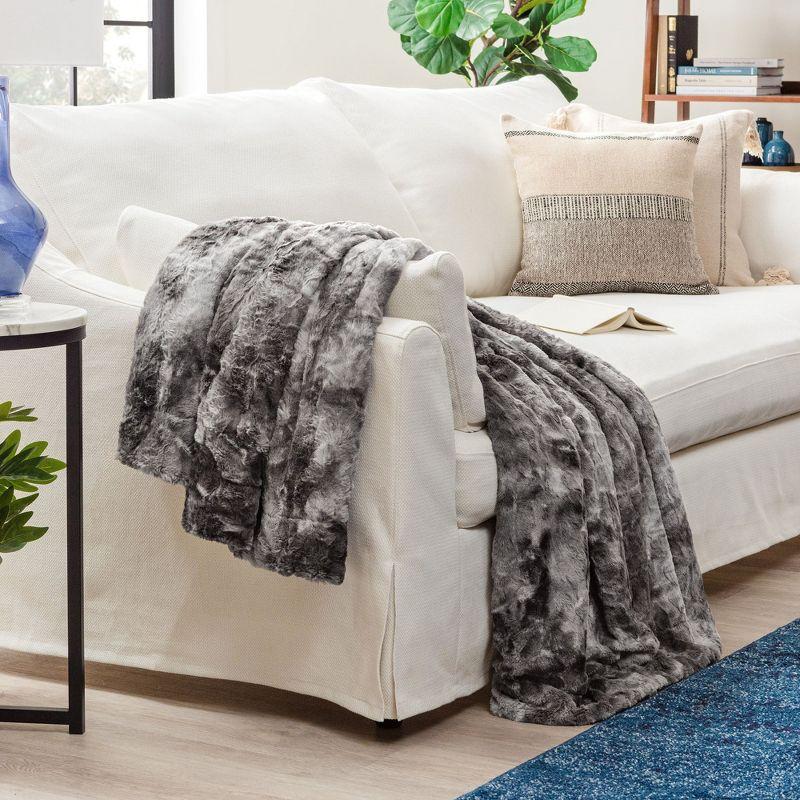 Gray Faux Fur Sherpa Reversible Twin Throw Blanket