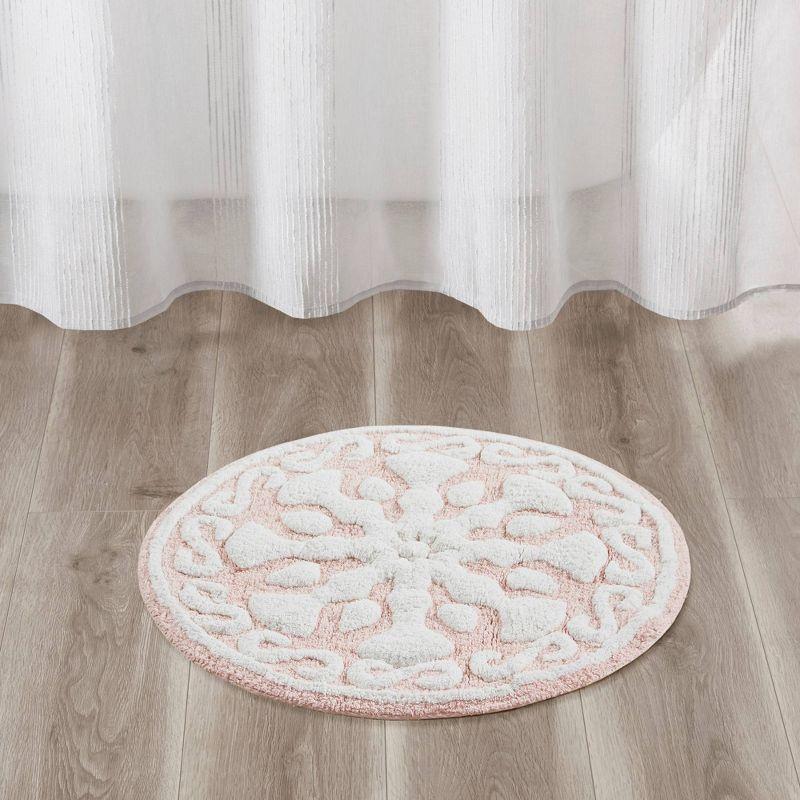 Boho Chic Round Floral Cotton Bath Rug