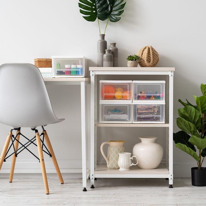 Modular White Stackable Plastic Drawer Cabinet with Safety Stop