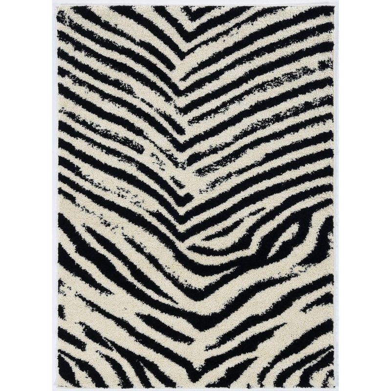 8'x10' Moroccan Shag Area Rug Sahara Ivory/Black - Linon: Geometric Farmhouse, Polypropylene, Indoor Use