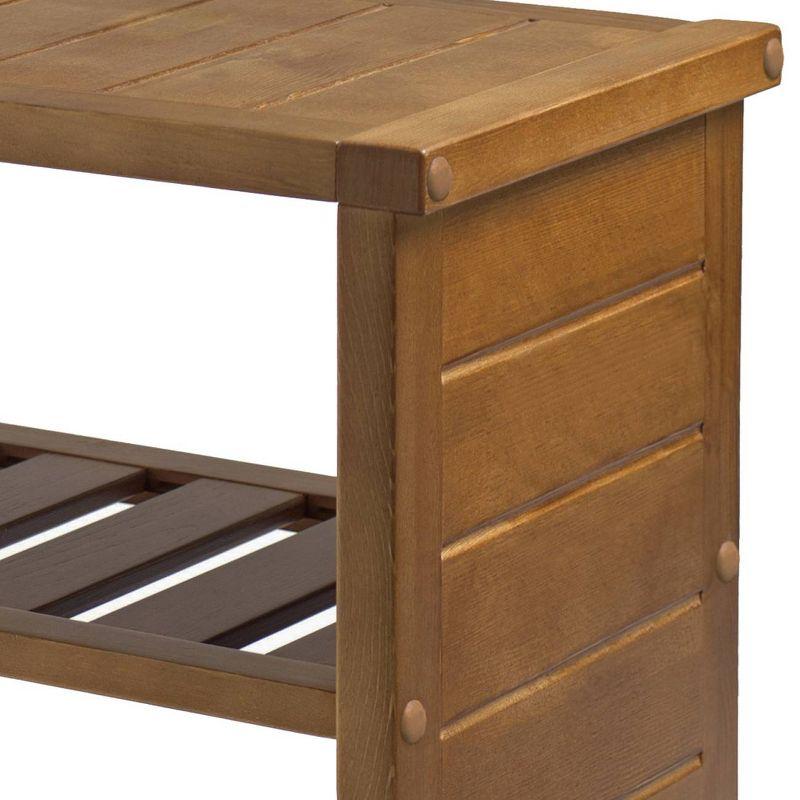 Natural Teak Wood Keystone Entryway Shoe Storage Bench