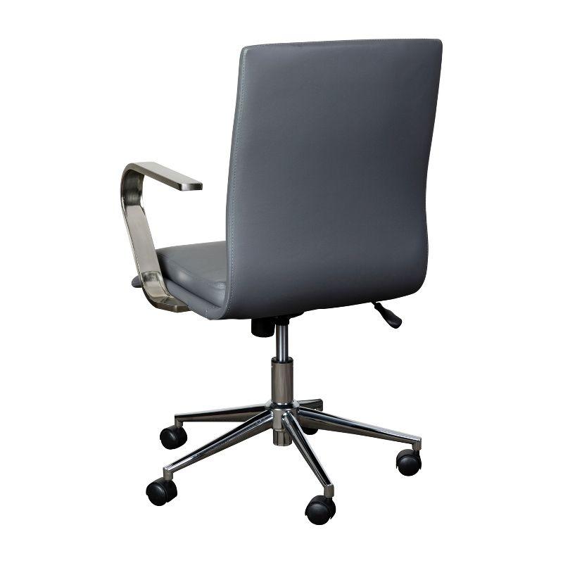 Flash Furniture James Mid-Back Designer Executive Upholstered Office Chair with Brushed Metal Base and Arms