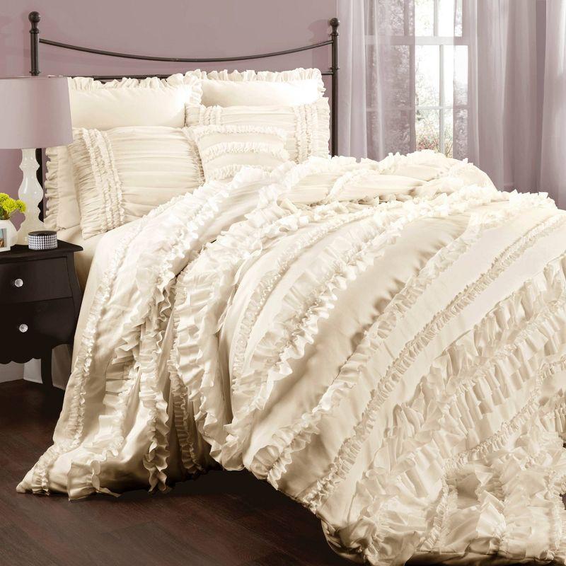 Ivory Queen Cotton Ruffled Comforter Set