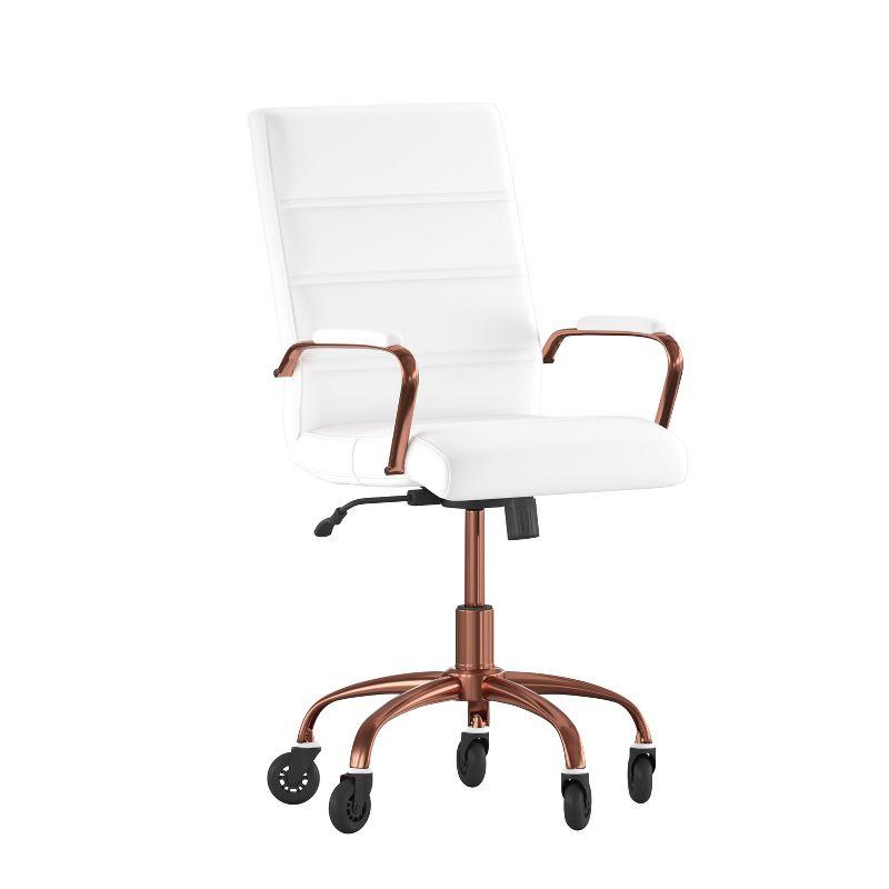 Flash Furniture Mid-Back Executive Swivel Office Chair with Arms, and Transparent Roller Wheels