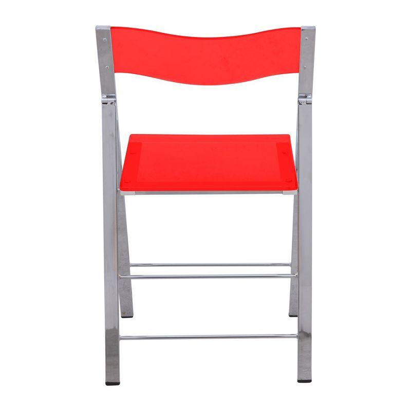 LeisureMod Menno Series Folding Chair with Stainless Steel Frame, Set of 2, Red