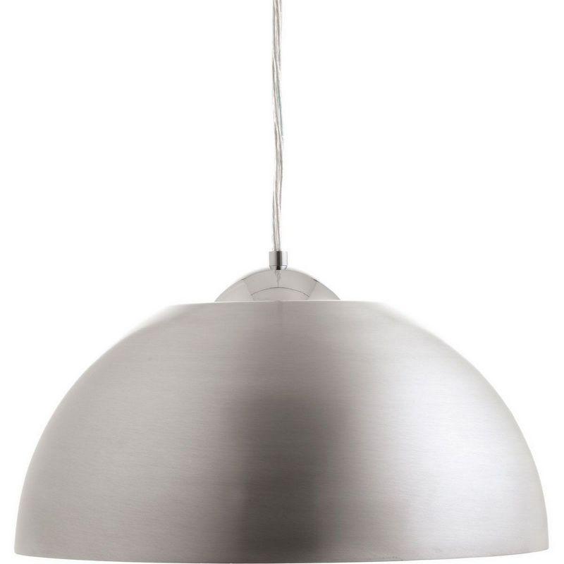 Satin Aluminum Dome LED Pendant Light with Painted Silver Interior